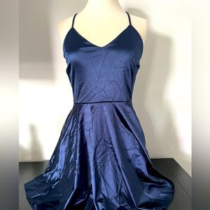 Windsor Navy Blue Satin Mini Dress